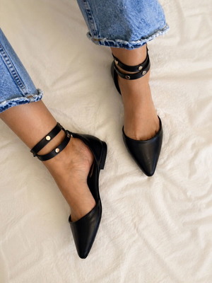 Christina Christi handmade leather mules size 41 new, black with studs