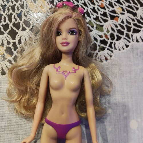 Barbie Mariposa 2008 doll used with mark on left cheek