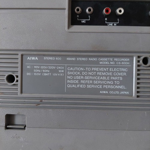 Aiwa Stereo 600 cassette player used, functional radio and recorder
