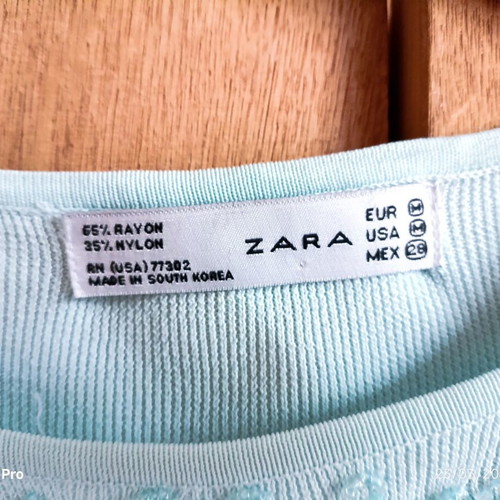 Zara turquoise knitted top with embroidery like new, size M
