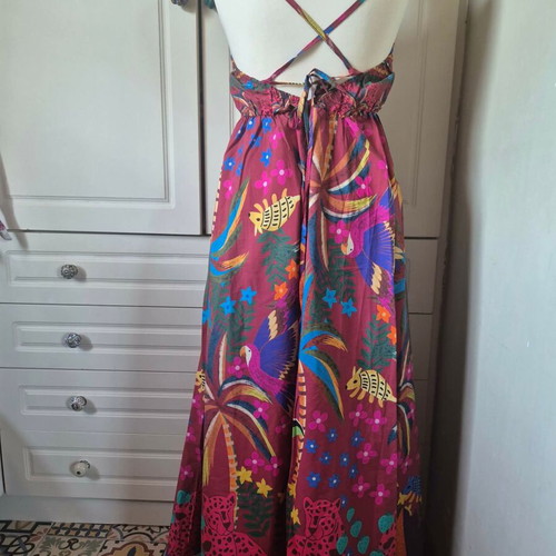 Maxi printed dress S/M cotton new, colorful summer print