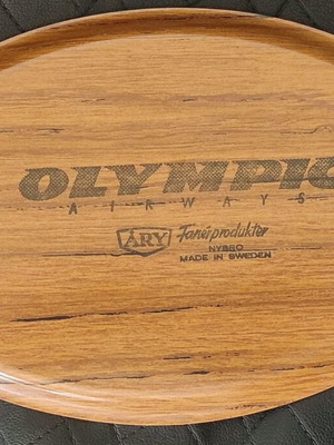 Δισκάκι σερβιρίσματος Olympic Airways μεταχειρισμένο, ξύλο teak vintage 60s