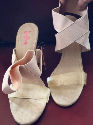 Nude pumps with transparent front, new, 10 cm heels