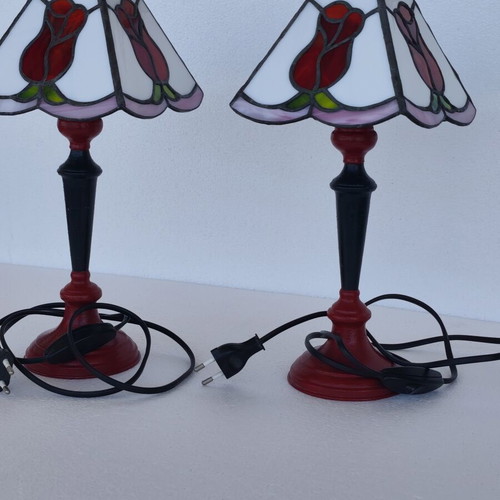 Stained glass table lamps, set of 2