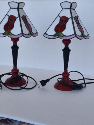 Stained glass table lamps, set of 2