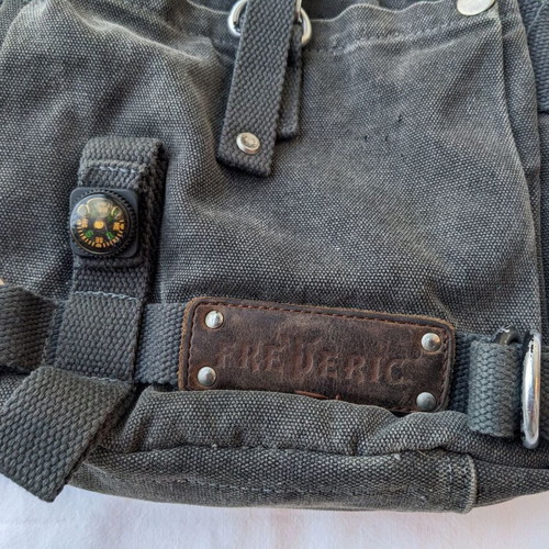 Frederic shoulder bags used, jean fabric, gray and green