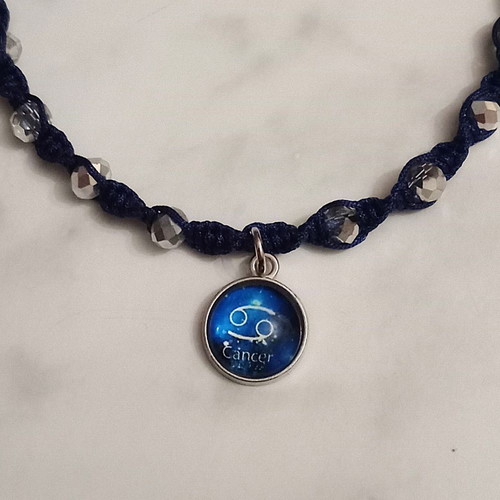 Women's blue bracelet with Cancer zodiac sign new