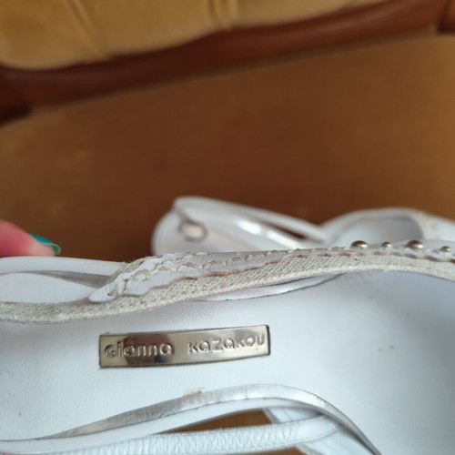 Gianna Kazakou women's evening shoes size 39 narrow fit for 38, new, white