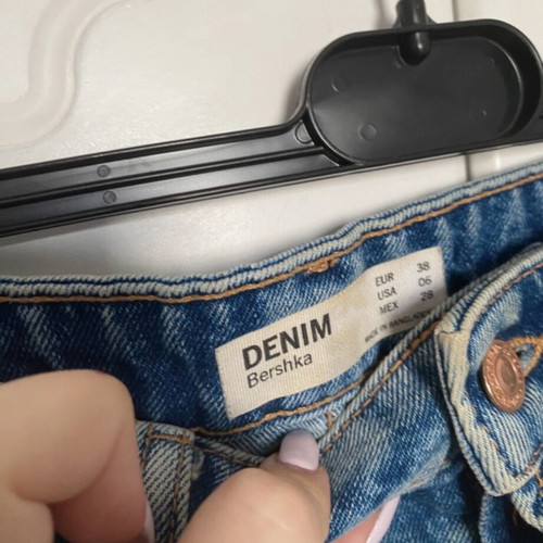 Bershka denim skirt used with rips, size M 38 10, blue