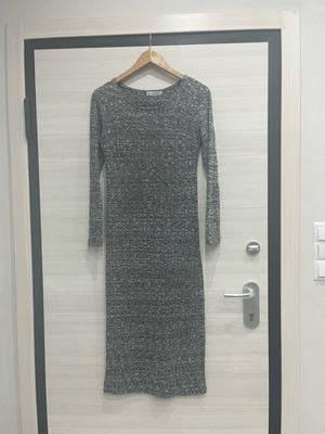 Women's long dress used, grey with rhinestones