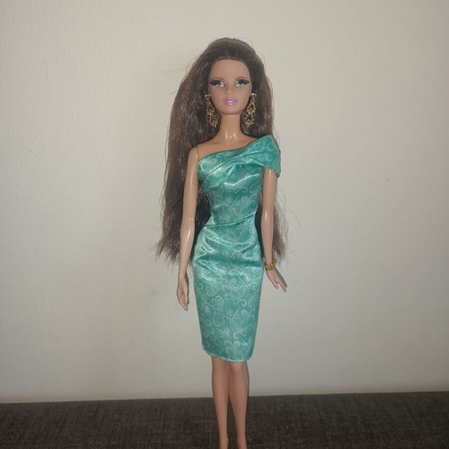 Barbie Red Carpet green dress used, Black Label collector doll 2013
