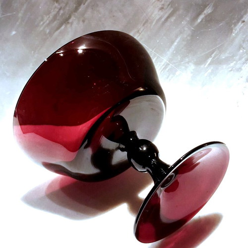 Vintage Amethyst Glass footed dessert bowls σαν καινούργιο, μεσοπολεμικό bohemian