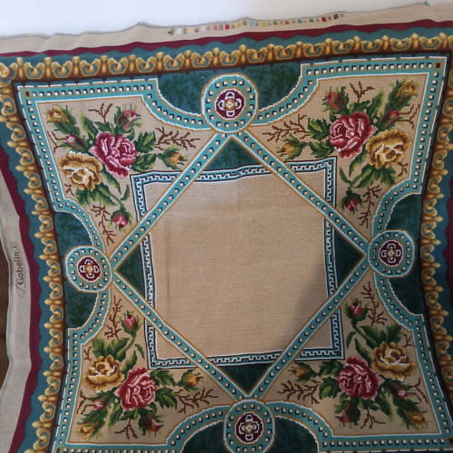 Handmade embroidered square with cross-stitch, new, 1x1 meter