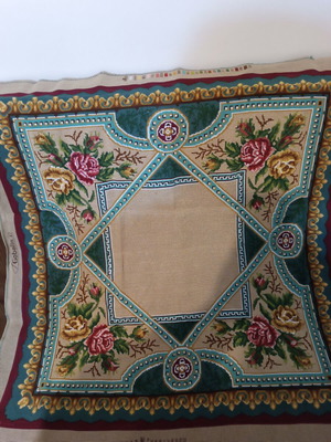 Handmade embroidered square with cross-stitch, new, 1x1 meter