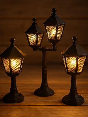Vintage Lantern candlestick set new, 3 pieces, PLA