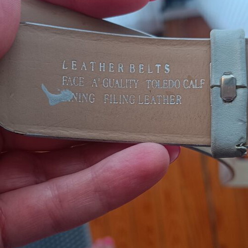 Leather belt used, gray, size 105