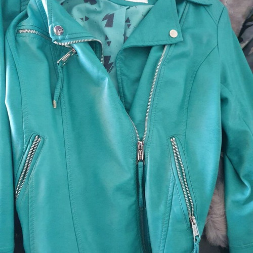 Bikerstyle leatherlook jacket BSB new, size L, seagreen