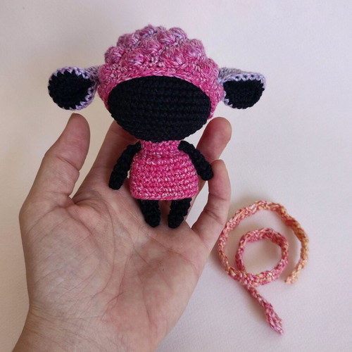 Amigurumi doll new, black girl with pink dress