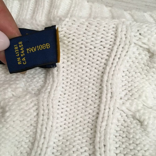 Polo Ralph Lauren cable-knit sweater unisex XXL, white cotton