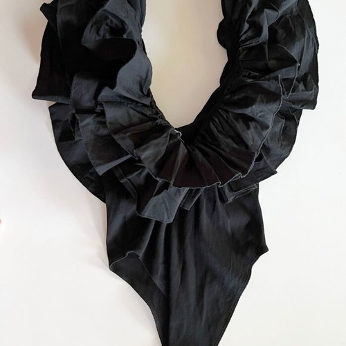 Zara bodysuit with ruffles like new, black, size M