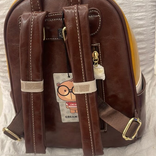 Cream Bear backpack, brown and yellow