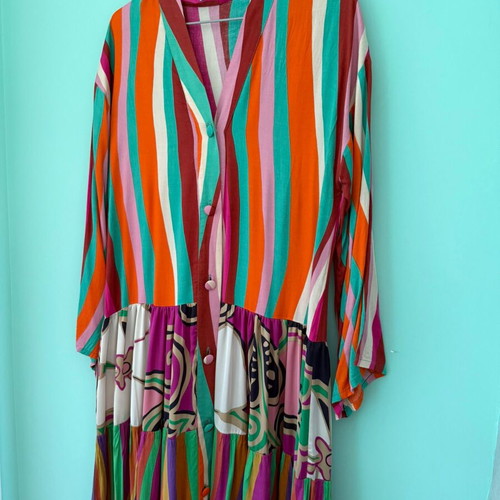 Dorina Savva long dress with stripes and boho patterns like new