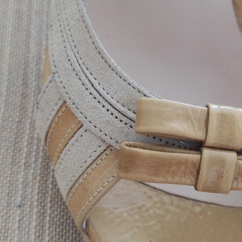 Women's high-heeled sandals used, size 37, beige leather
