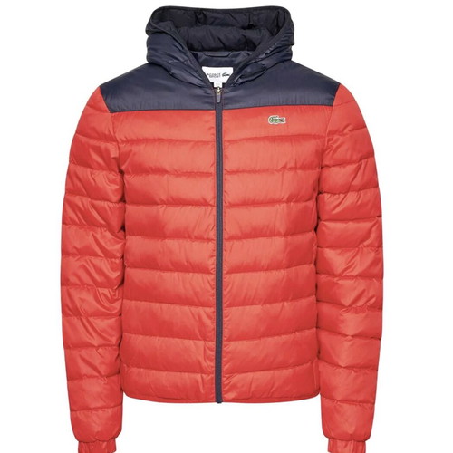 Lacoste Sport Hooded Water-Resistant Quilted Jacket new, men's M, blue and red