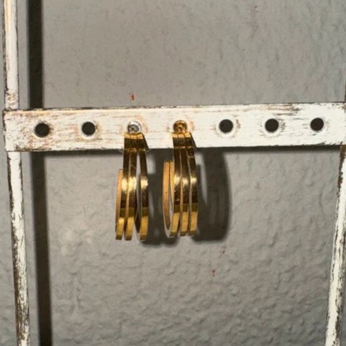 Steel gold triple hoop earrings like new, A&D