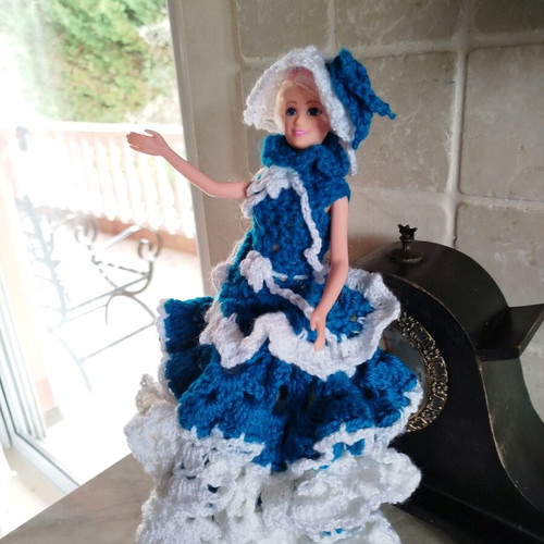 Doll with handmade dress and hat new