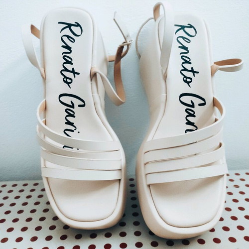 Renato Garini platforms like new, broken white with ankle strap