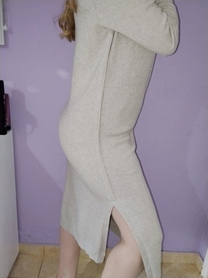 Long dress gray with slit, like new, fits medium to XL