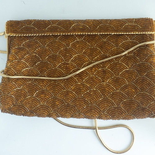 Vintage Evening Clutch Bag used with sparkling beadwork and gold clasp
