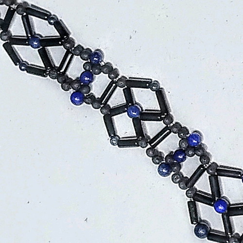 Choker necklace handmade from onyx with lava and lapis lazuli new