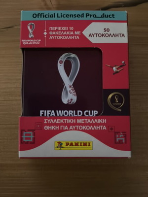 Panini WC Qatar 22 collectible metal case new, includes 10 packets
