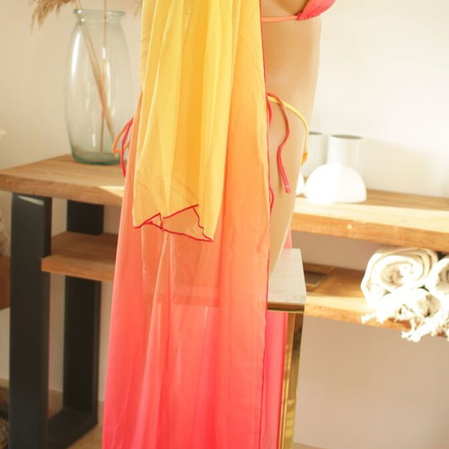 Beachwear bikini with kimono new, yellow and orange gradient