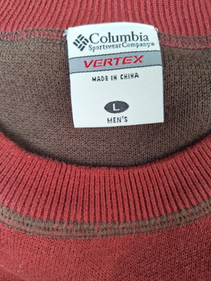 Columbia Vertex men's knit sweater L, red with grey and brown details