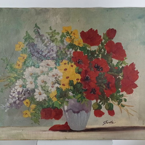 Painting Spring Bouquet like new, oil on canvas 80/60 cm