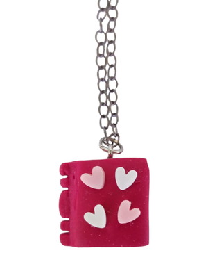Love Dictionary book pendant handmade with polymer clay and steel chain
