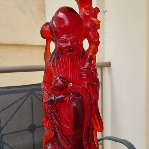 Buddhist statue used, copper red, bakelite, 60 cm tall