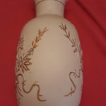 Limoges porcelain vase used, white matte with embossed gold flowers