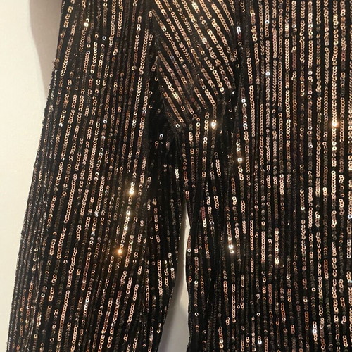 Lynne mini dress black with gold sequins like new