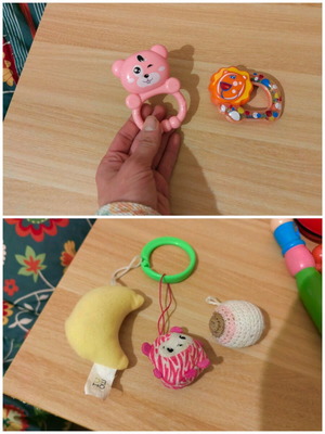 Pack of rattles and hanging toys like new