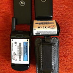 Motorola V50 vintage mobile phone used with 2 batteries, leather case, charger