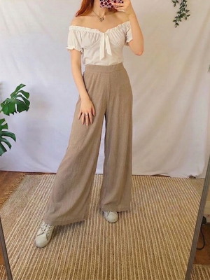 Zara beige wide leg pants like new, airy fit