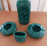 Set of clay vessels vase, two ashtrays and pencil holder new