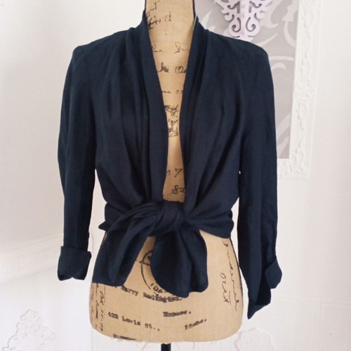 Linen blazer, navy blue, lightweight jacket