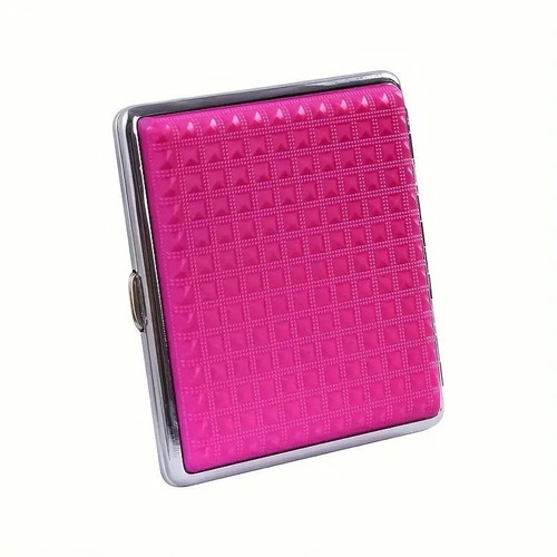 Cigarette case for 20 cigarettes fuchsia new, embossed leatherette