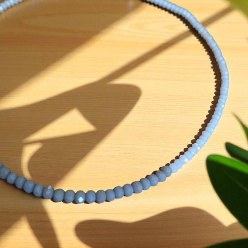 Handmade necklace with white and gray crystal beads