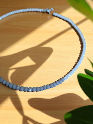 Handmade necklace with white and gray crystal beads